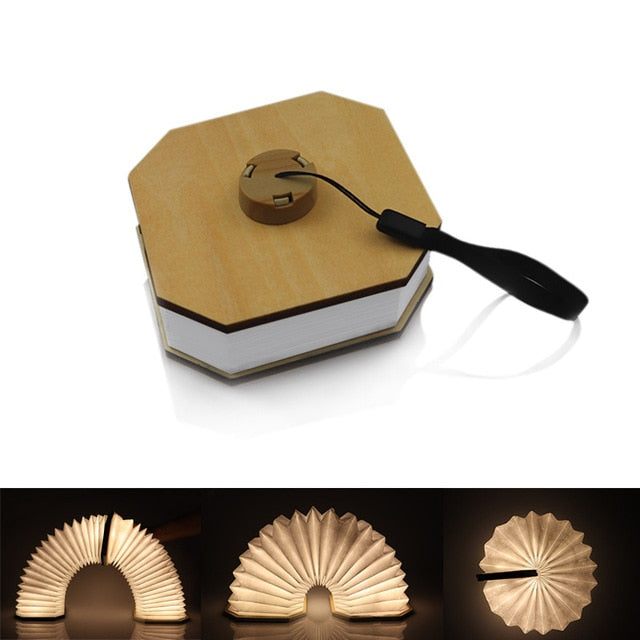 Wooden book lamp Portable USB Rechargeable LED Magnetic 3 color Dimmable Foldable Night Light Desk Lamp Home Decor