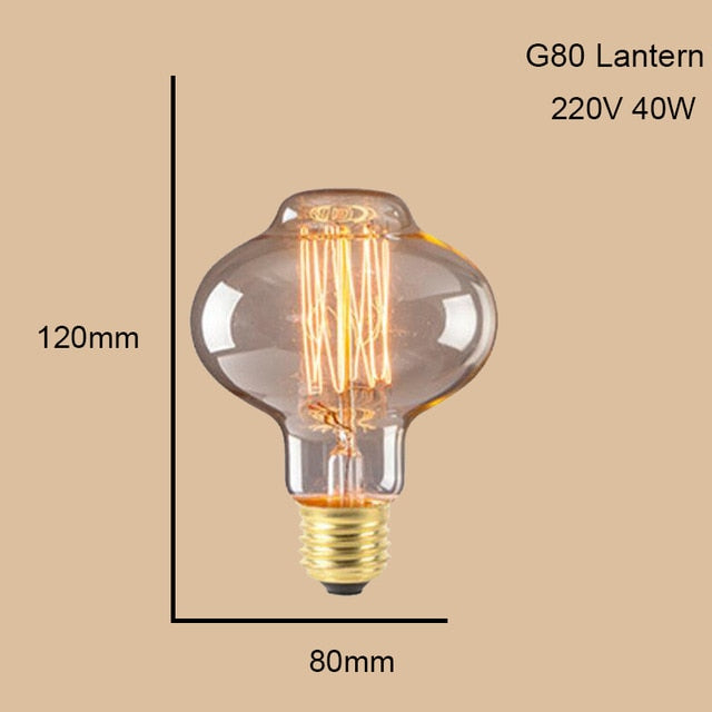 ST64 G95 G80 T30 Edison Incandescent Bulb Dimming 40W 220V E27 Vintage Light Retro Pendant Lamp Filament Spiral Industrial Decor