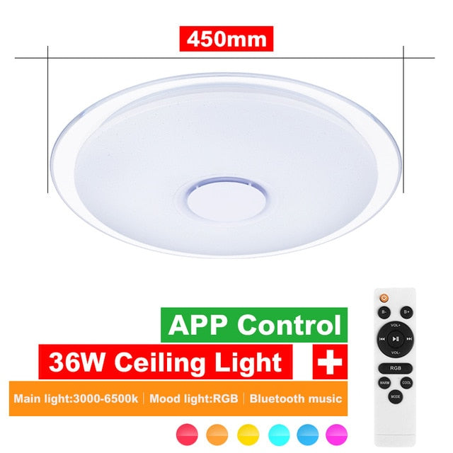 Modern LED ceiling Lights RGB Dimmable 25W 36W 52W APP Remote control Bluetooth Music light foyer bedroom ceiling lamp