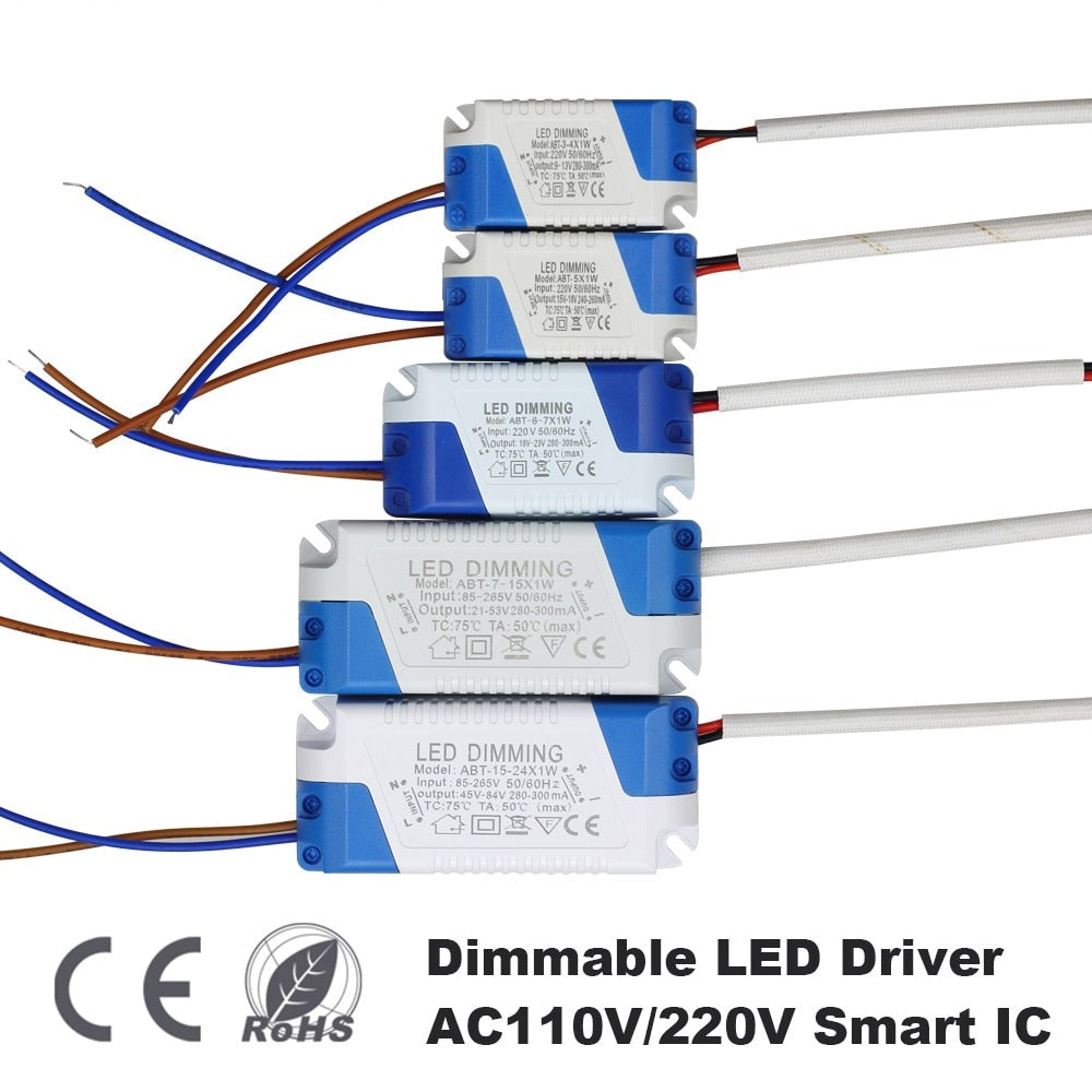 Dimmable Safe Plastic Shell LED Driver AC90-265V DC3-85V Light Transformer 300mA Power Supply Adapter for Led Lamps