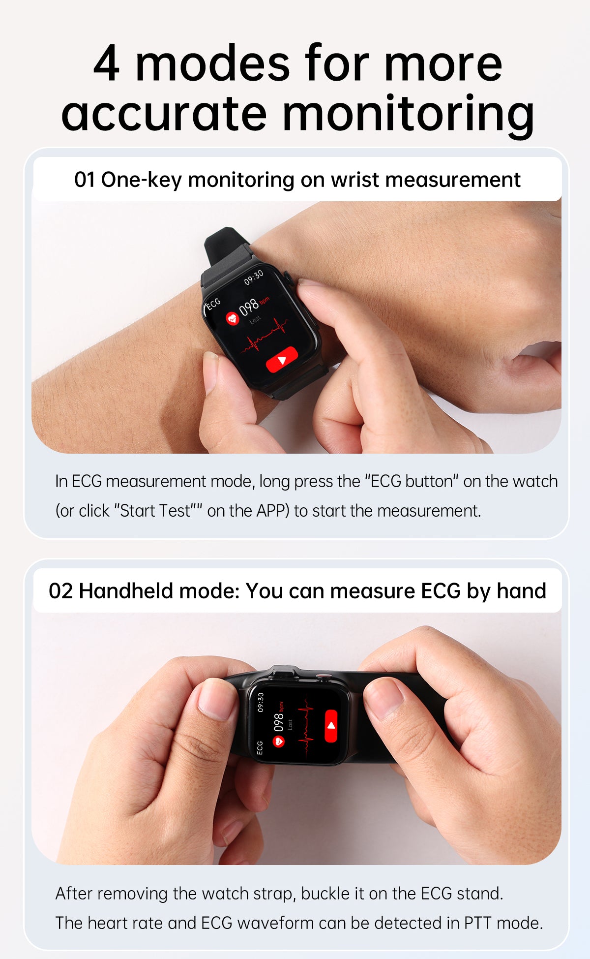 Kh60 ECG Bracelet Blood Oxygen Blood Glucose Scientific Sleep HRV Smart Watch, Brown