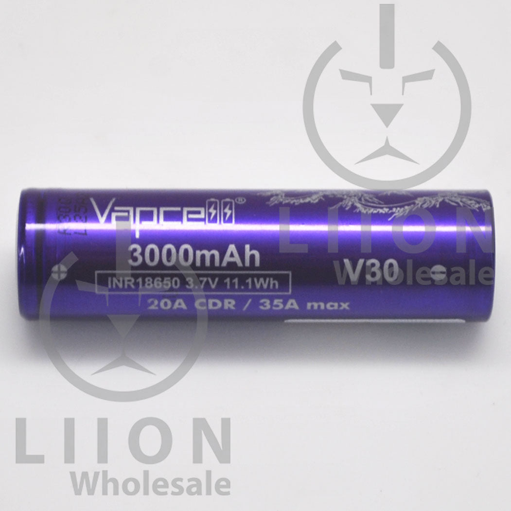 Vapcell V30 18650 20A 3000mAh Flat Top Battery - Genuine