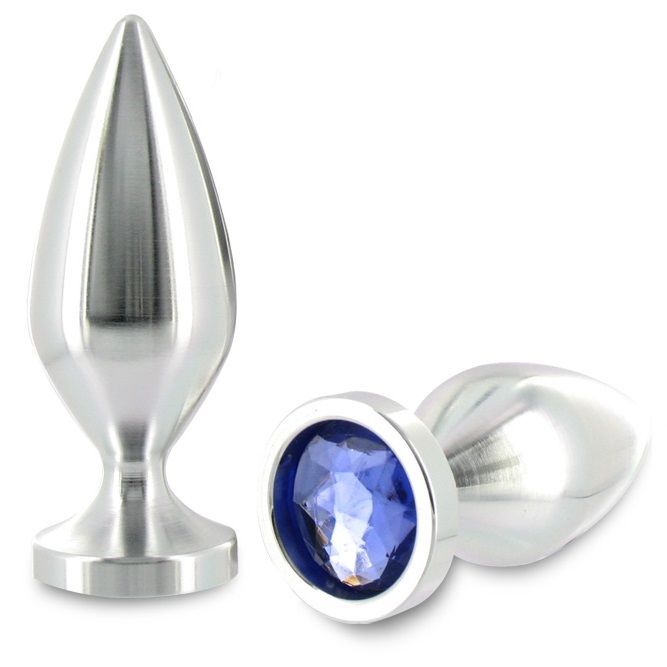 Metal hard anal plug aluminum color crystal medium jewel butt sex toys 8.89cm