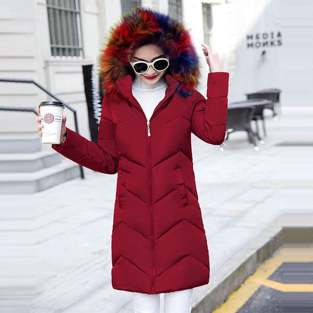 Fur Hooded Womens Warm Zipper Outwear Coat