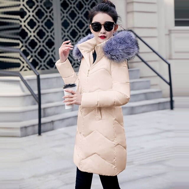 Fur Hooded Womens Warm Zipper Outwear Coat