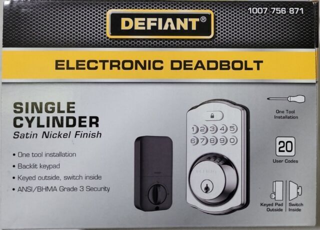 KS01-SN Single Cylinder Castle Electronic Keypad Deadbolt Satin Nickel