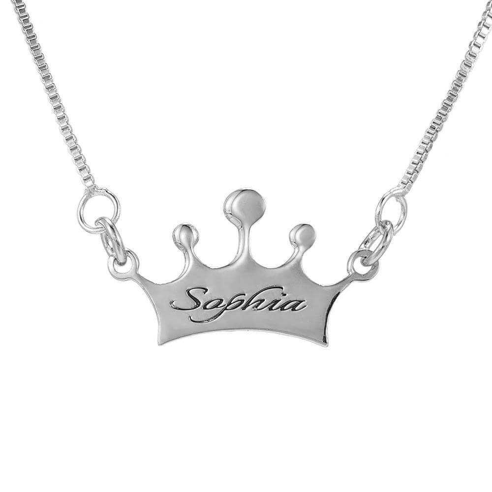 Noble Crown Lettering Custom Name Necklace