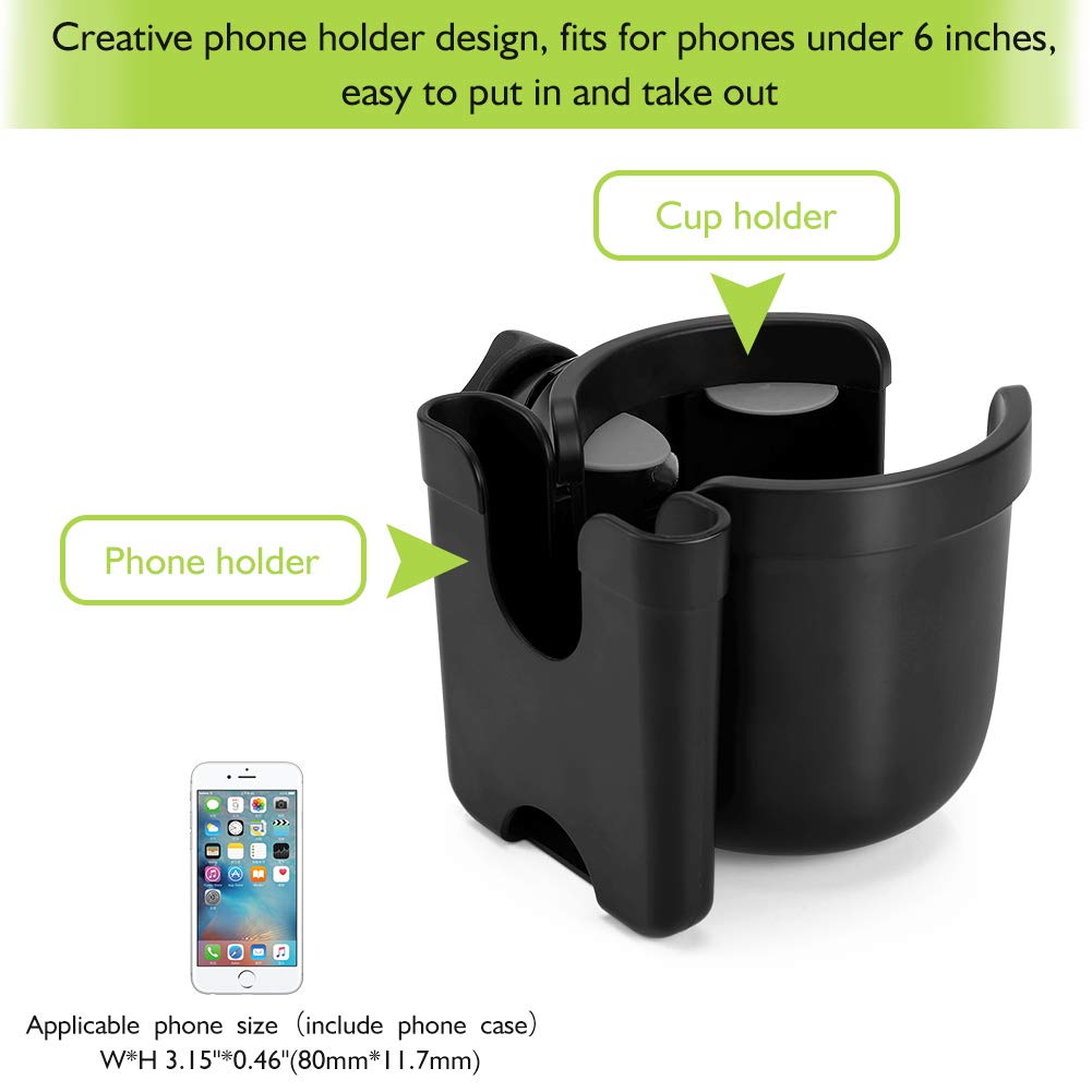 2-in-1 Baby Stroller Cup Holder with Phone Case