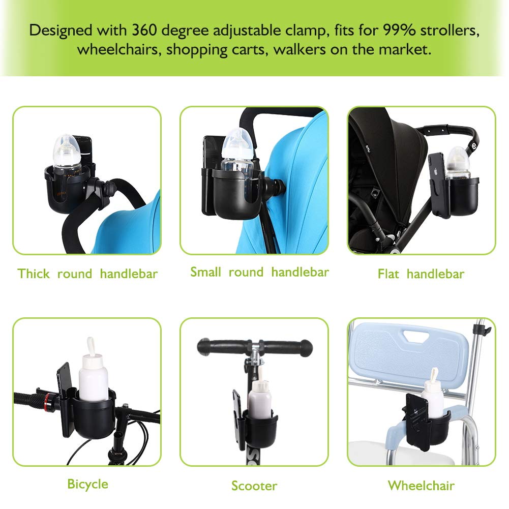 2-in-1 Baby Stroller Cup Holder with Phone Case