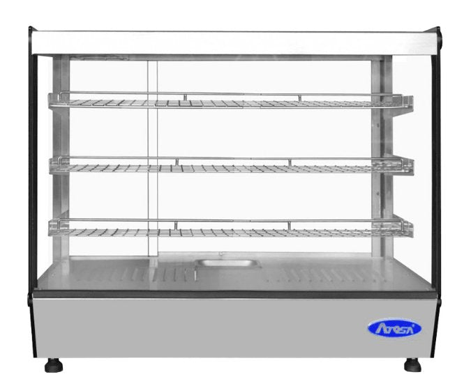 Atosa CHDS-53 Countertop Heated Square Display Case, 5.3 cu ft, 3 Stainless Steel Shelves