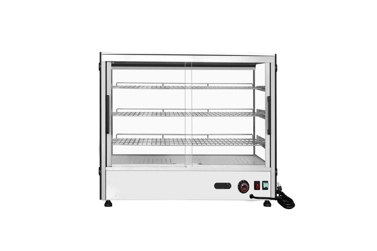 Atosa CHDS-53 Countertop Heated Square Display Case, 5.3 cu ft, 3 Stainless Steel Shelves