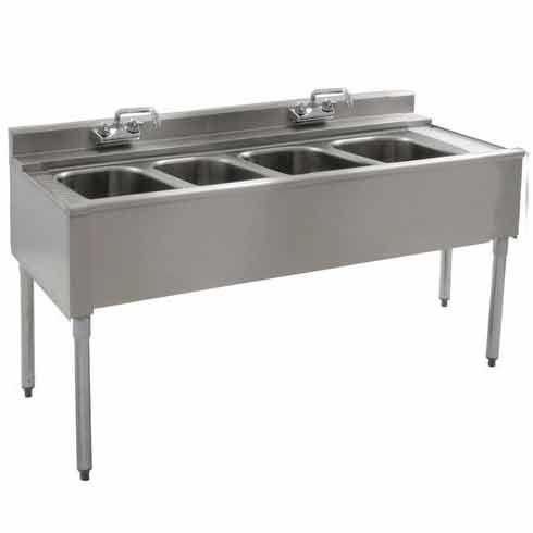 Prepline PBAR4B72 4 Bowl Underbar Hand Sink with Faucet, 72