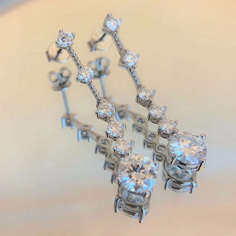 S925 Silver Full Moissanite Drop Earrings