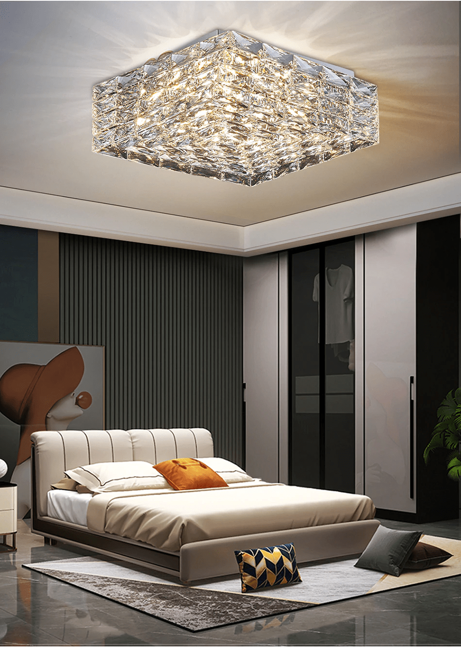 Fancy? Chrome square cristal ceiling chandelier for bedroom, living room, dining room