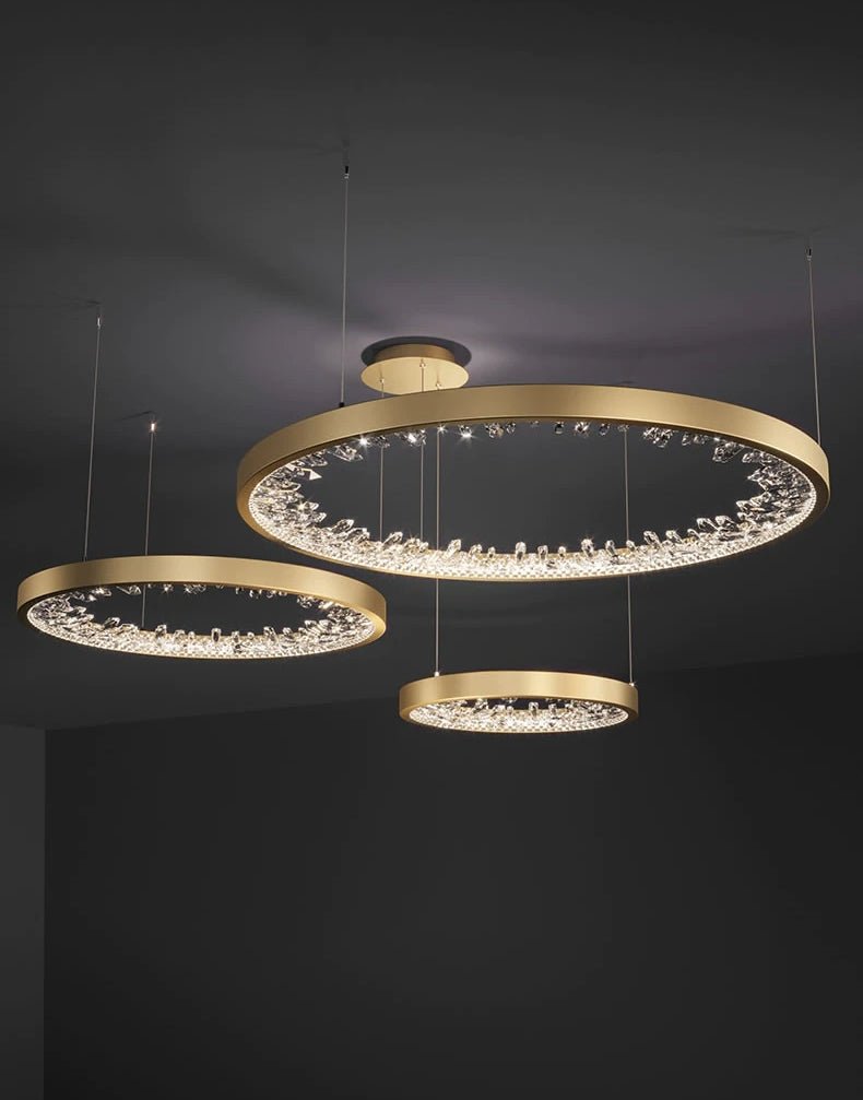 Fancy? Gold Rings Design Creative Led Crystal Hanging Luxury Chandelier