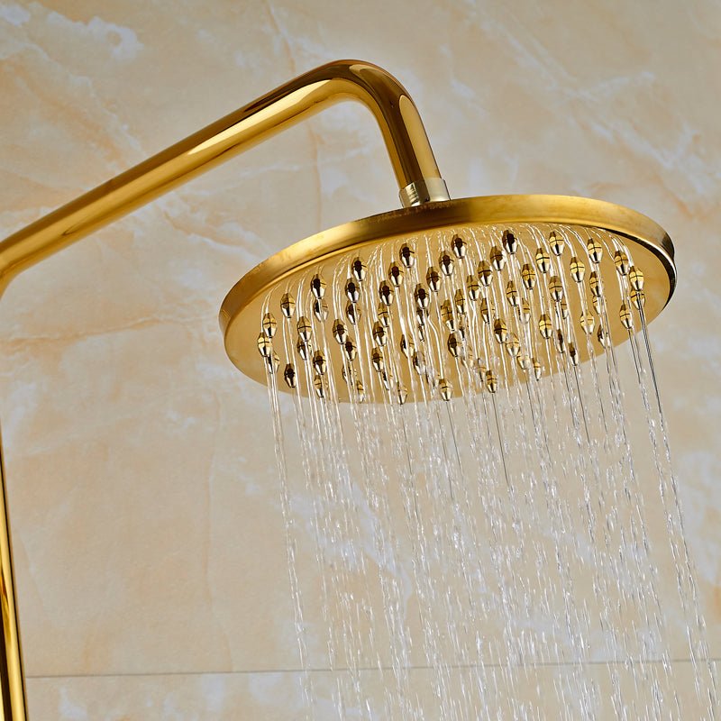 Fancy? Gold Shower Faucet Set Wall Mounted with Tub Spout Dual Handles Mixer Tap