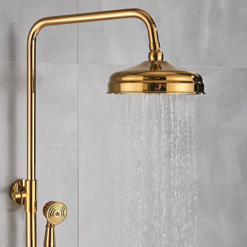 Fancy? Gold Shower Faucet Set Wall Mounted with Tub Spout Dual Handles Mixer Tap