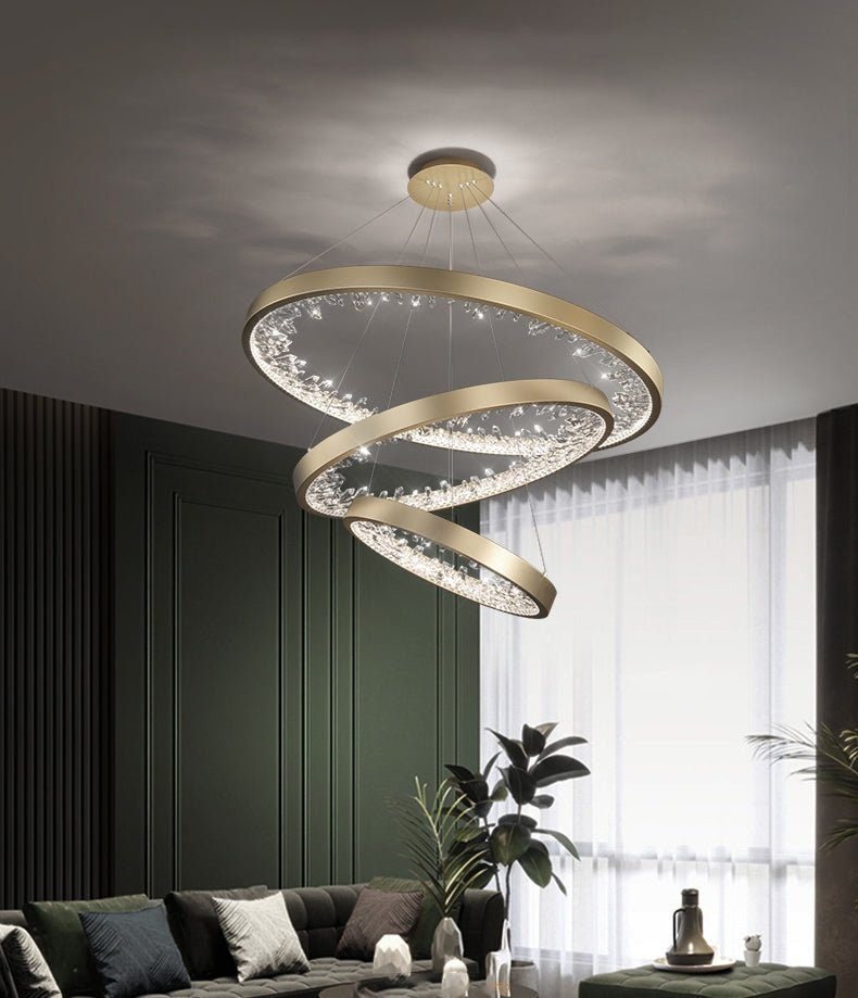 Fancy? Gold Rings Design Creative Led Crystal Hanging Luxury Chandelier