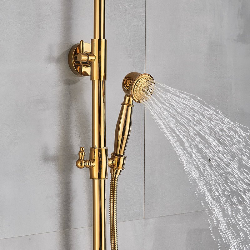 Fancy? Gold Shower Faucet Set Wall Mounted with Tub Spout Dual Handles Mixer Tap