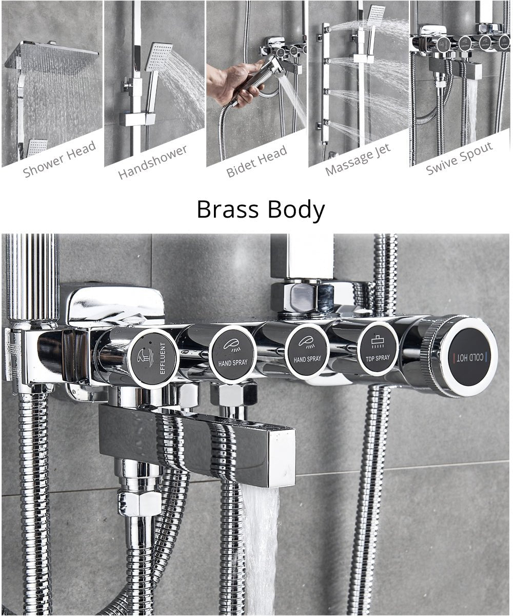 Fancy? Matte black/Chrome Shower System Body Massage Bath Mixer Tap with Bidet