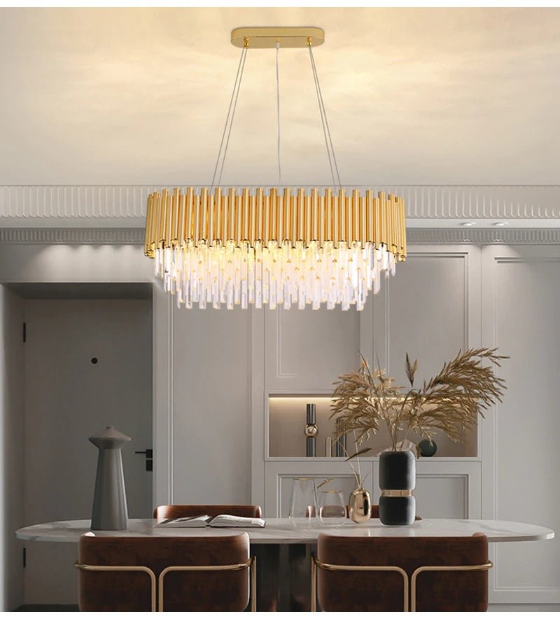 Fancy? Gold rectangle chandelier for dining room, kitchen island