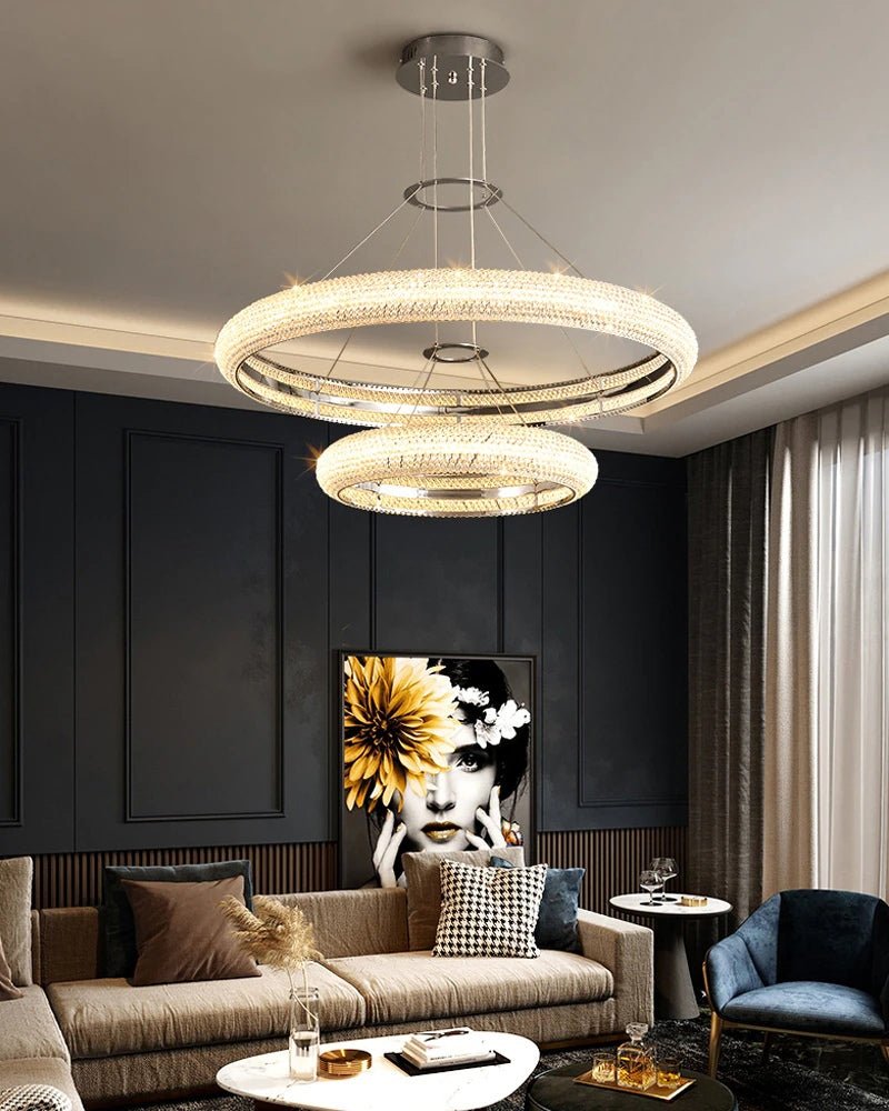 Fancy? Chrome ring crystal chandelier for living room, dining room, bedroom