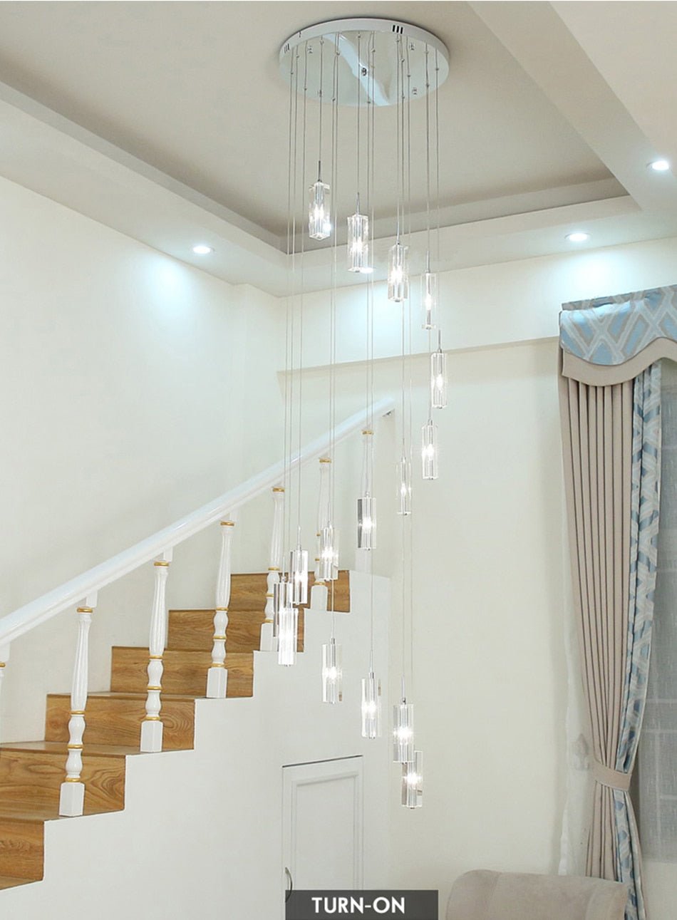 Fancy? Staircase Pendant Crystal Long Light Fixture for Home Decor, Stairwell