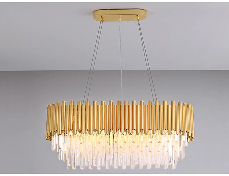 Fancy? Gold rectangle chandelier for dining room, kitchen island