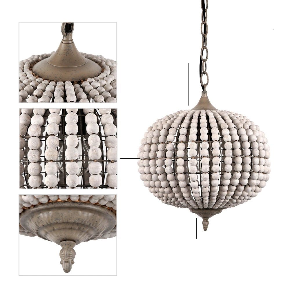 Fancy? Retro loft vintage rustic round wooden beads pendant lamp for living room, hotel, kitchen