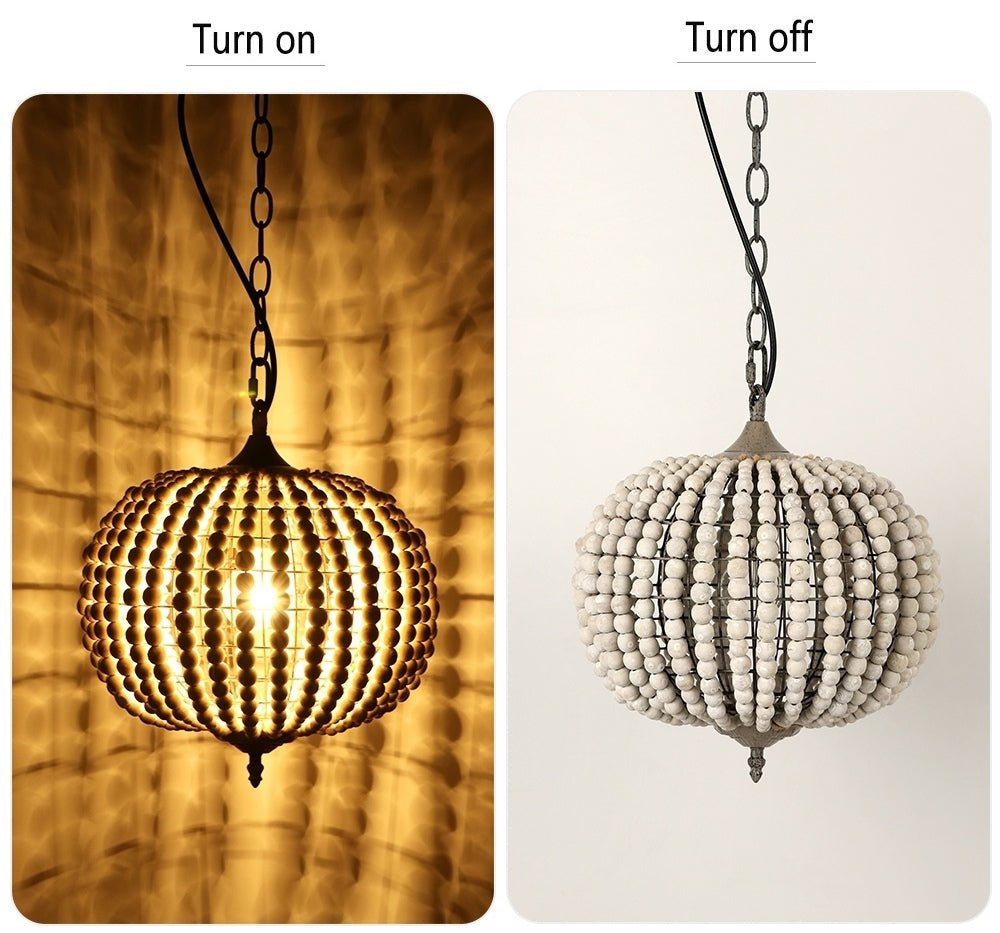 Fancy? Retro loft vintage rustic round wooden beads pendant lamp for living room, hotel, kitchen