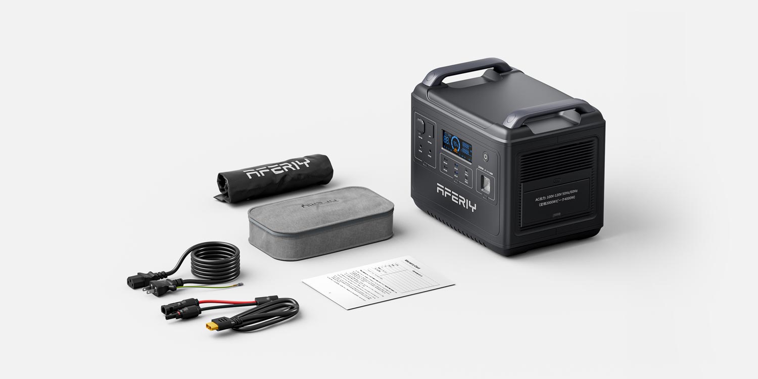 AFERIY 2001A 2000W Portable Power Station packaging list overview.