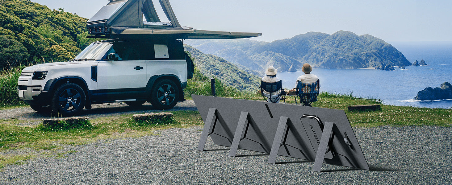 Afeiy 200w portable solar panel is so easy to use - unfold it and place it in an open place