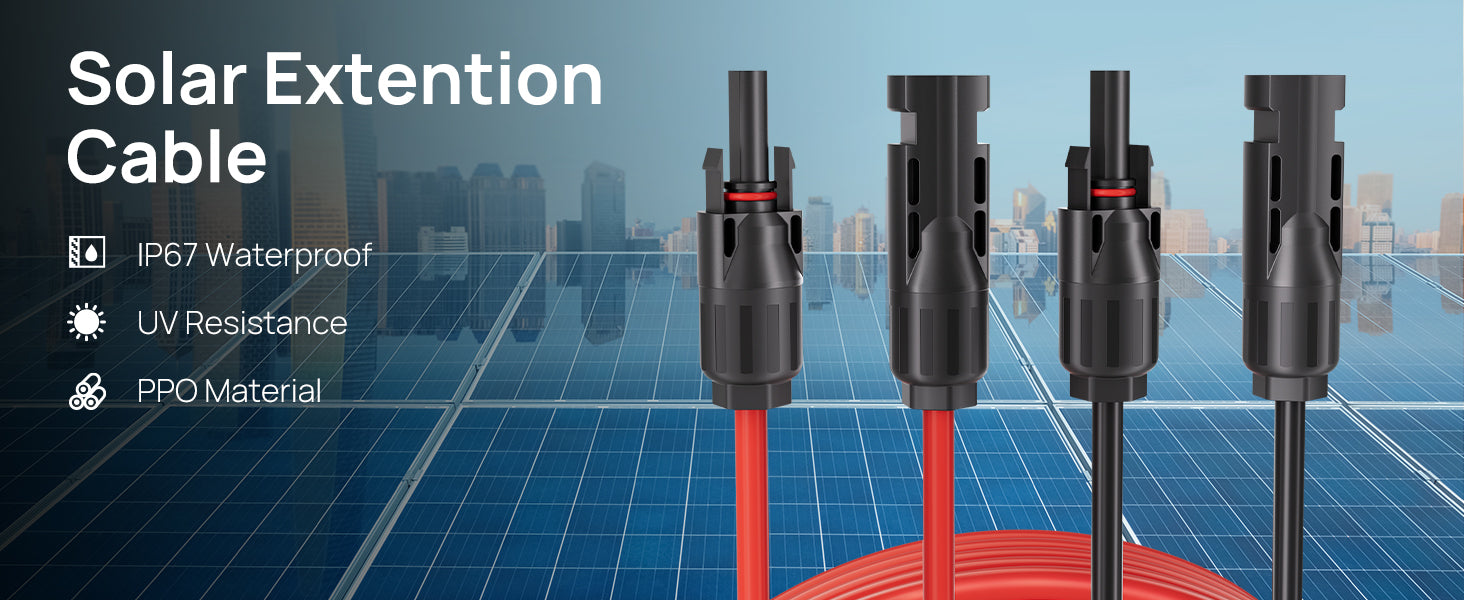 Quality Solar Panel Extension Cable with IP68 Waterproof with Female and Male Connectors