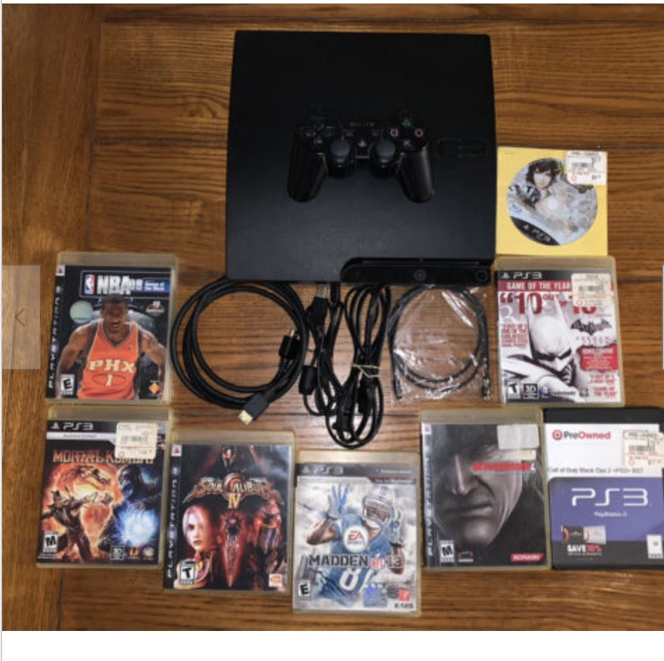 Sony PlayStation 3 Slim 500gb PS3 Game Bundle Metal Gear Mortal Kombat Batman - PS3