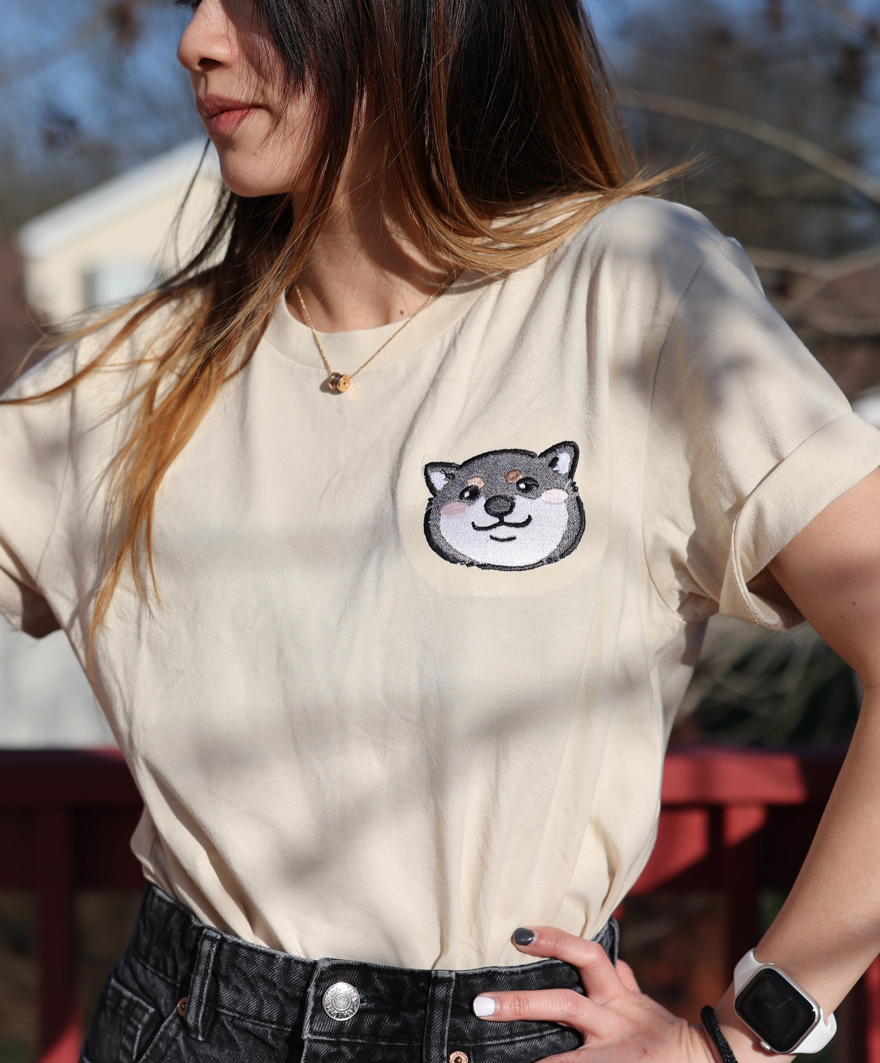 Custom Embroidered Dog Portrait Tee Shirt