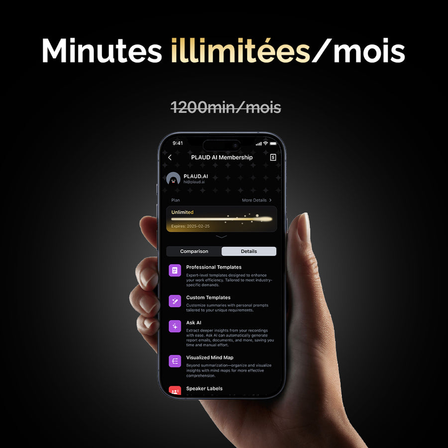Abonnement annuel illimité PLAUD AI