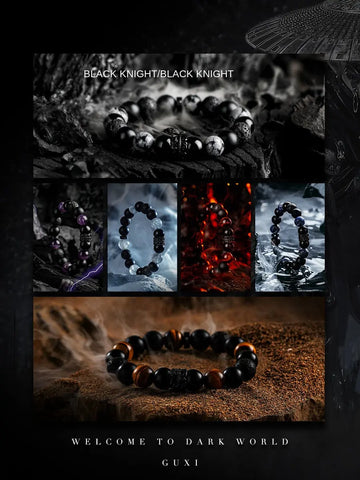 Guxi [Black Warrior] Obsidian Bracelet Boys High Sense Amethyst Couple Bracelet Bead Ornament Gift Buddha&Energy