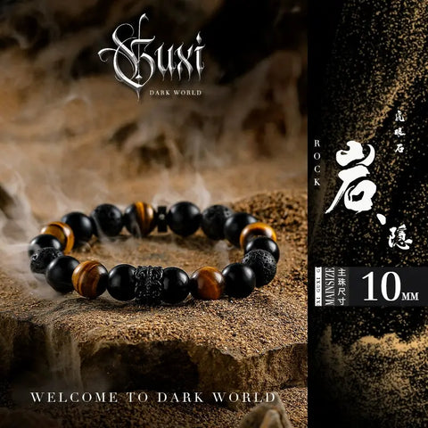 Guxi [Black Warrior] Obsidian Bracelet Boys High Sense Amethyst Couple Bracelet Bead Ornament Gift Buddha&Energy