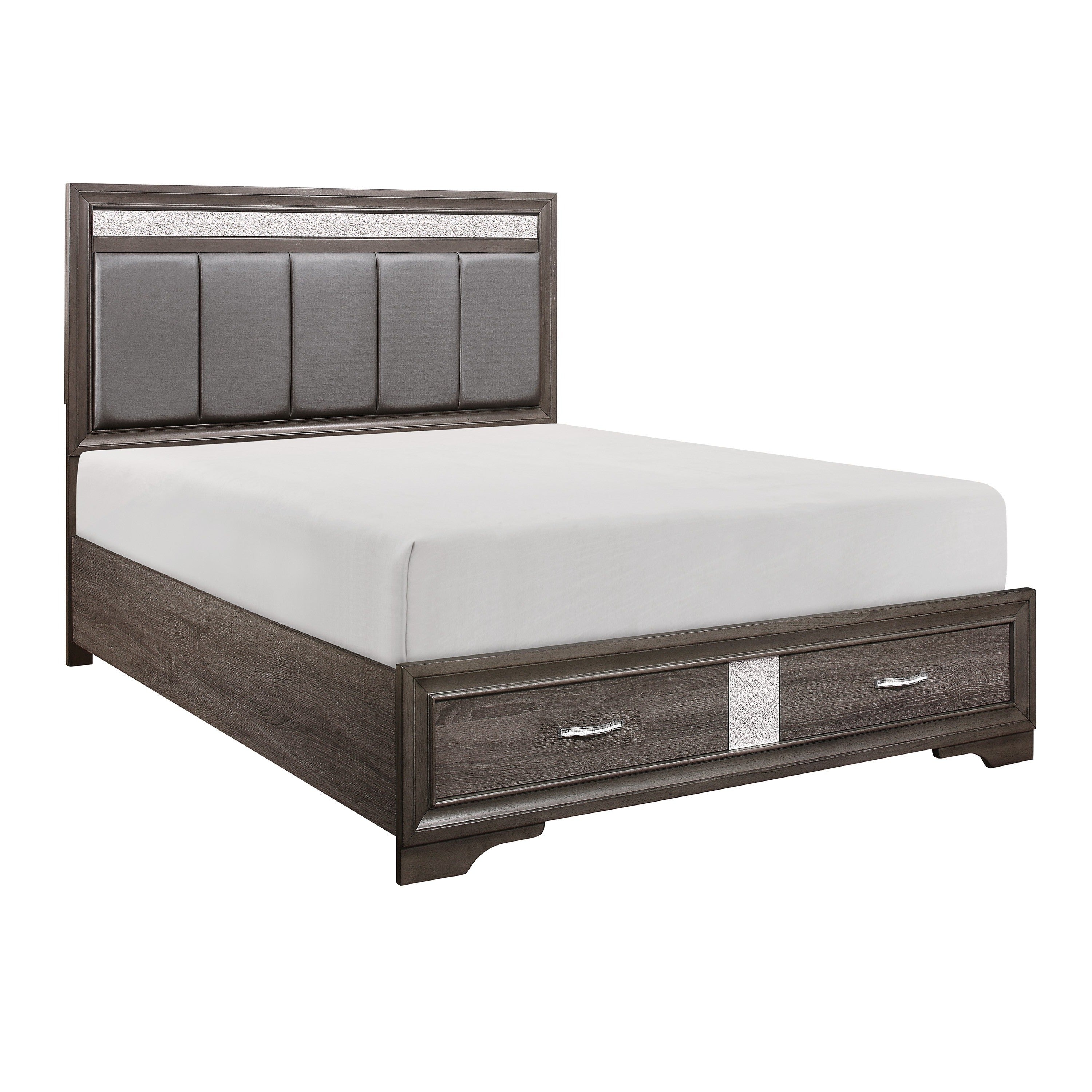 Luster Gray Queen Upholstered Storage Platform Bed