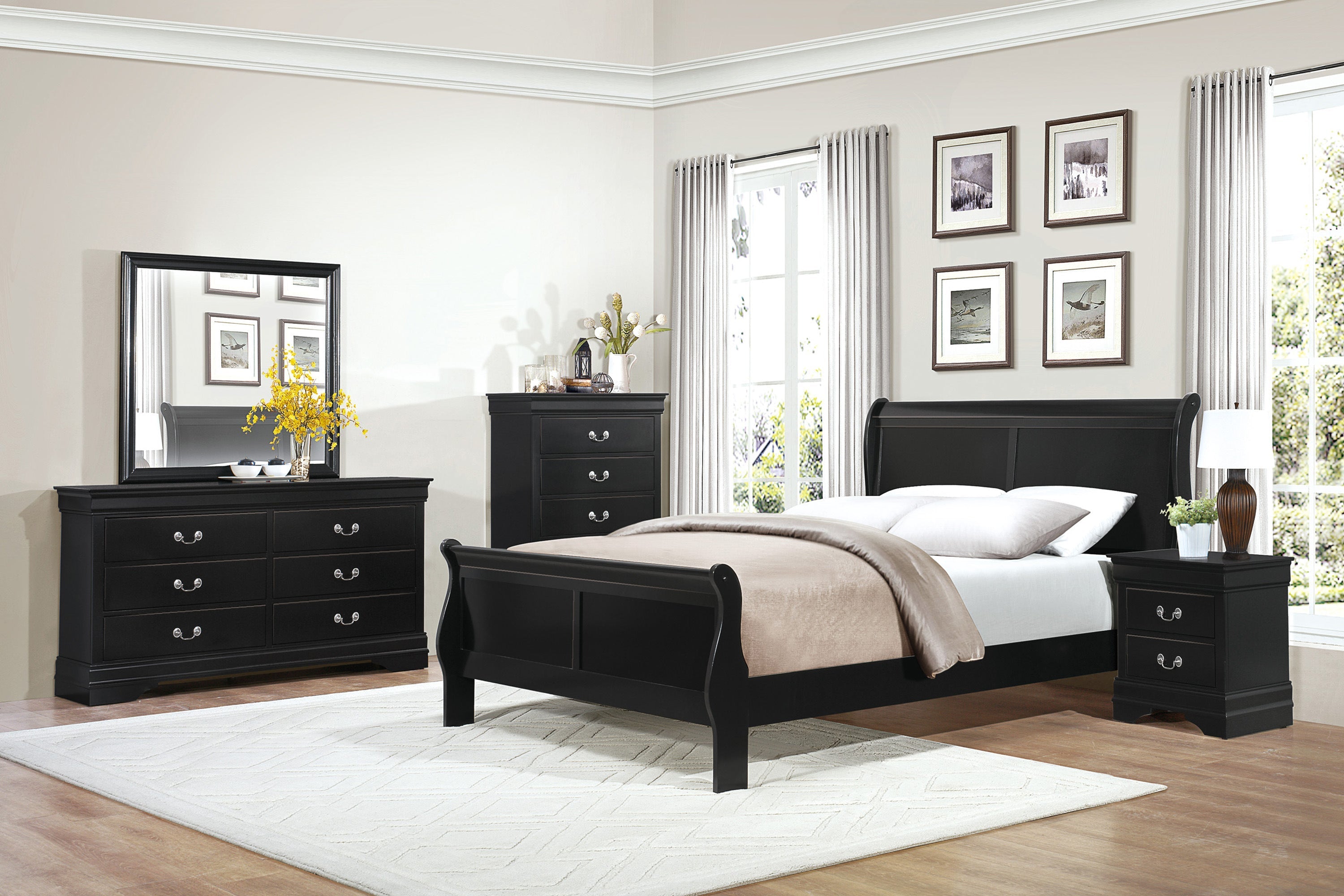 Mayville Black Queen Sleigh Bed