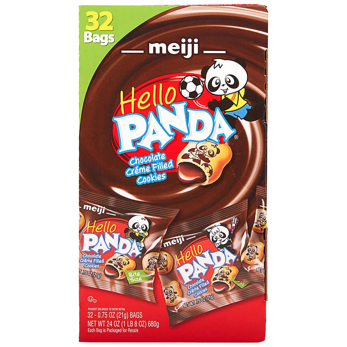 Meiji Hello Panda Chocolate Creme Filled Cookies, 0.75 oz, 32-count