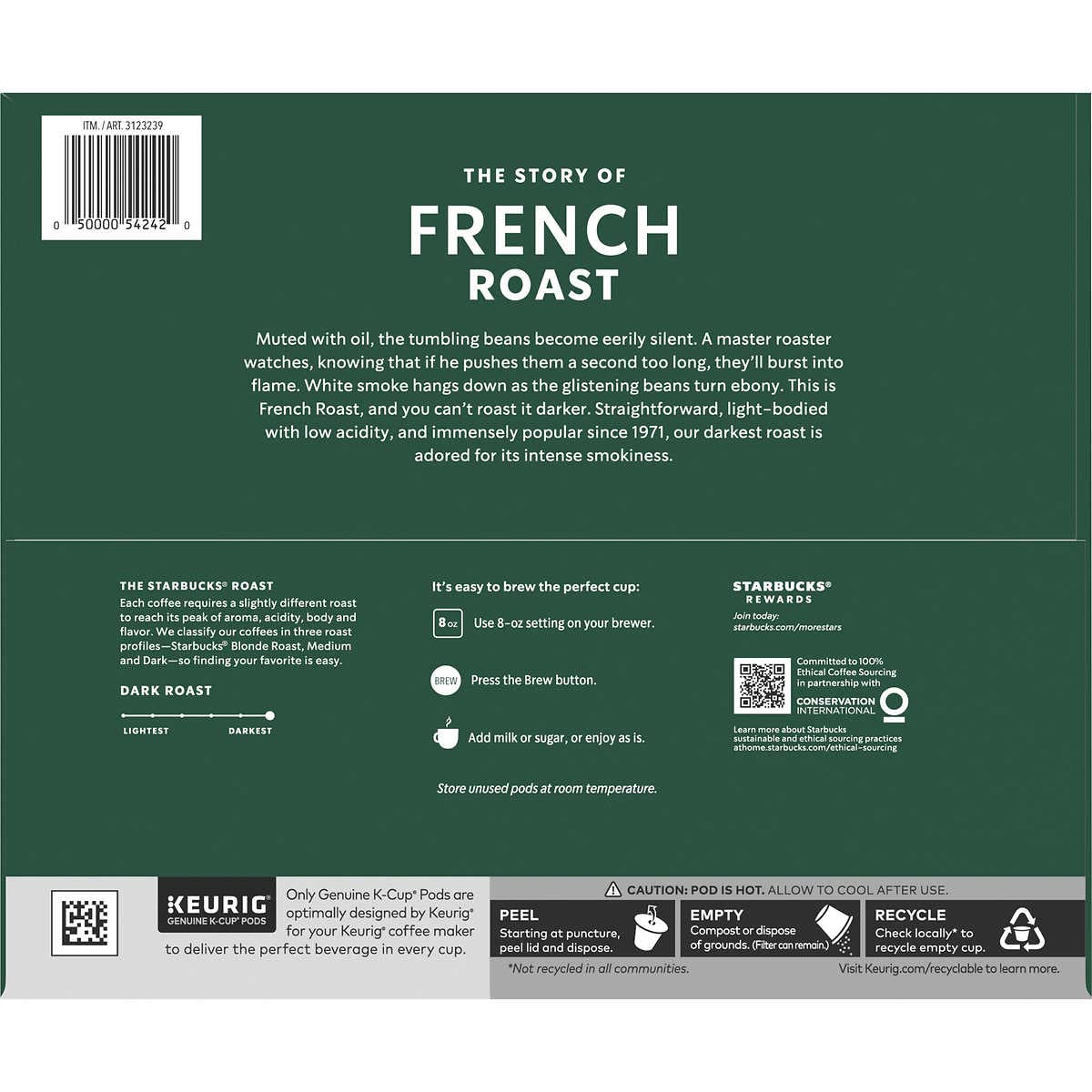 Starbucks Premium Dark French Roast K-Cup Coffee, 72-count