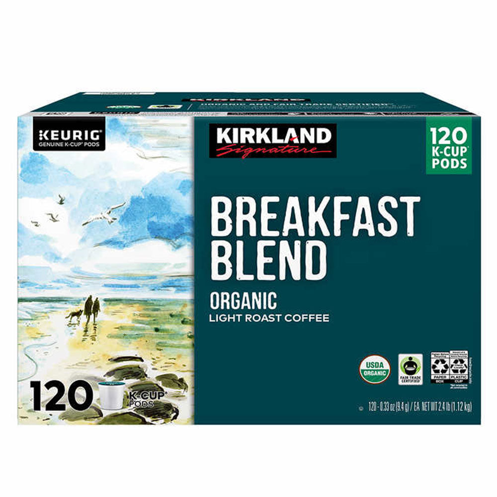 Kirkland Signature Coffee Breakfast Blend Organic K-Cup Pod, 120-count