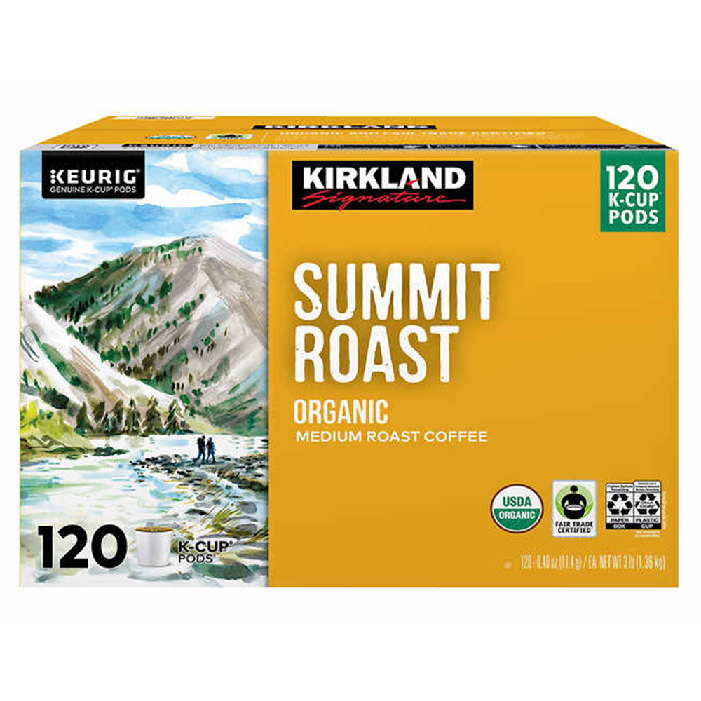 Kirkland Signature Coffee Organic Summit Medium Roast K-Cup Pod, 120-count