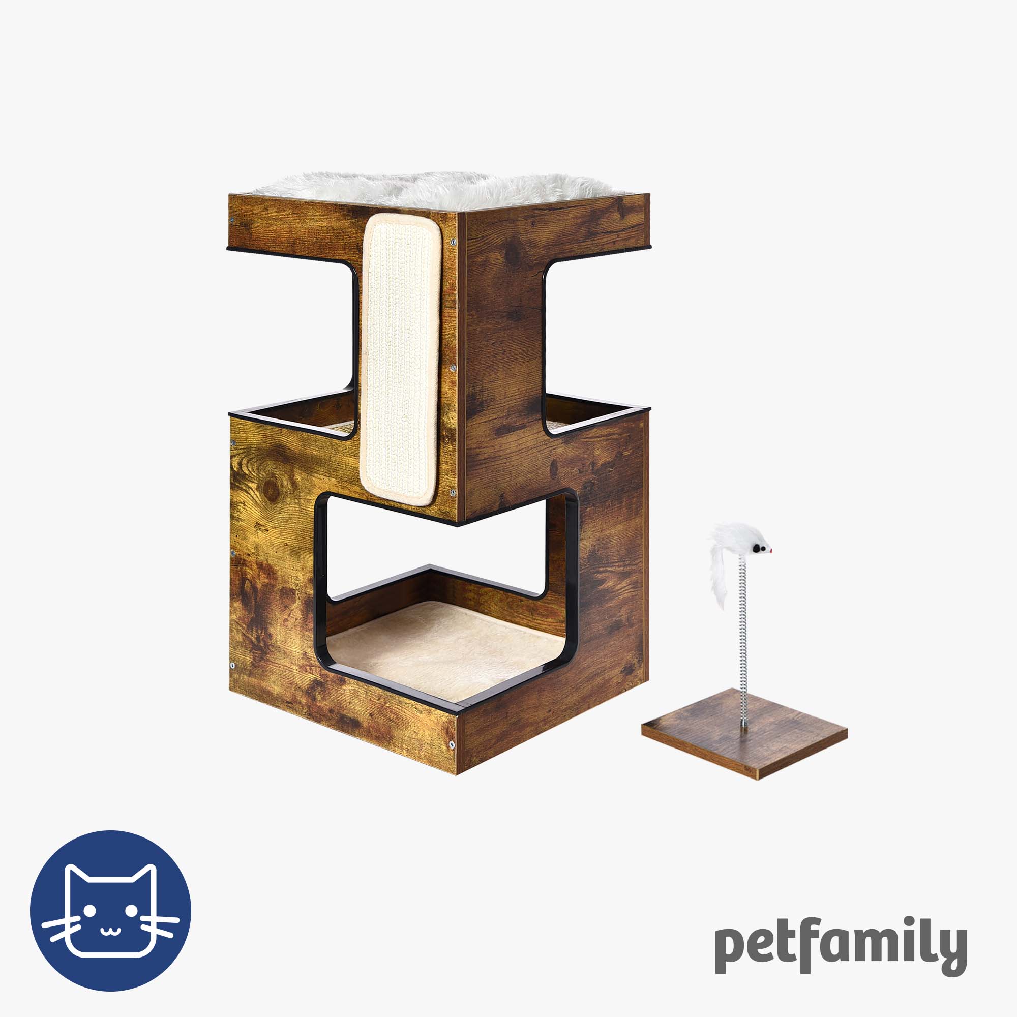3 in 1 Wooden Cat Condo with Nightstand Function  - Petfamily