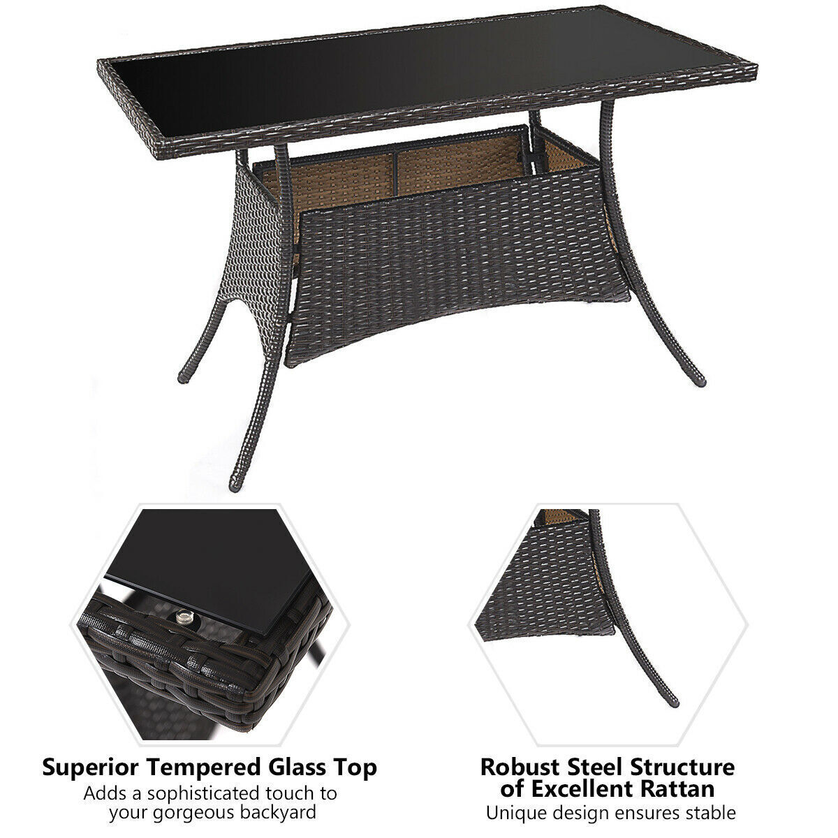 Rattan Tempered Glass Table