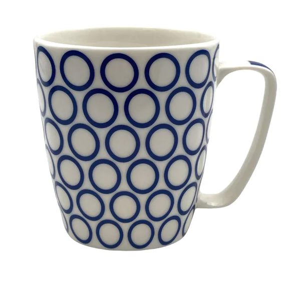 Large Squared Porcelain Mug with Bleu design