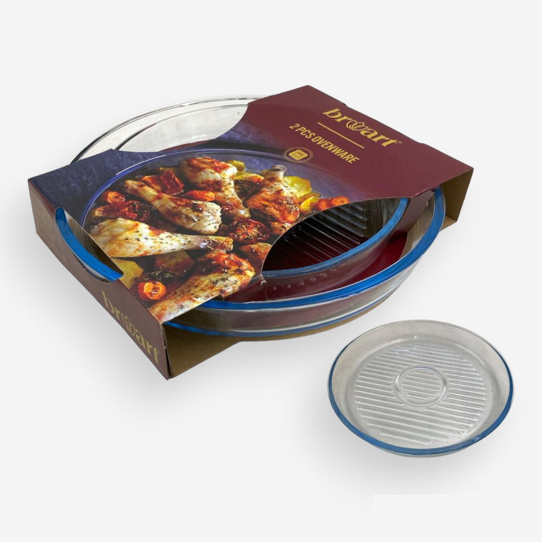 Grill Base Round Oven Tray Set of 2