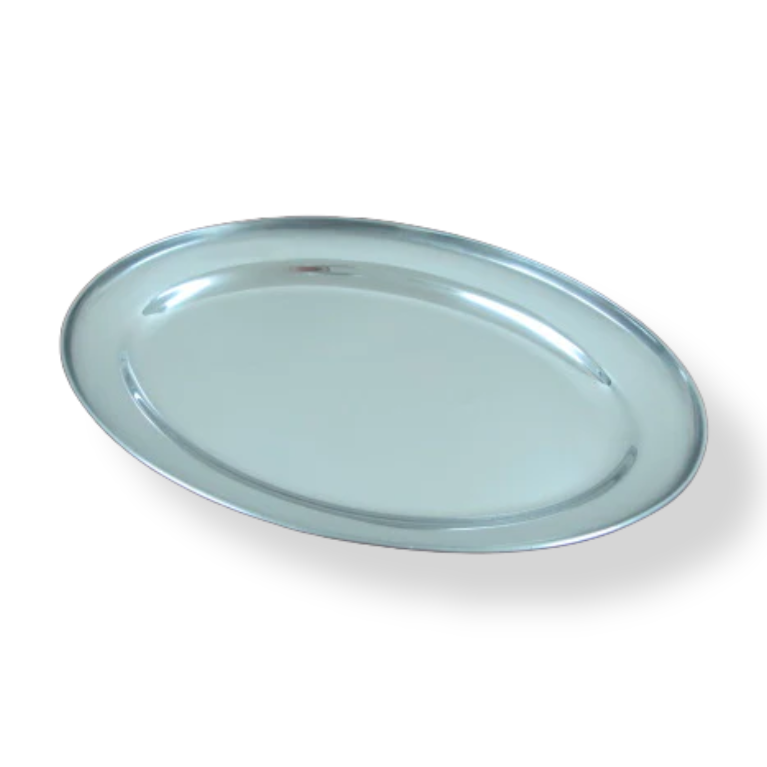 Thick oval stainless steel dish