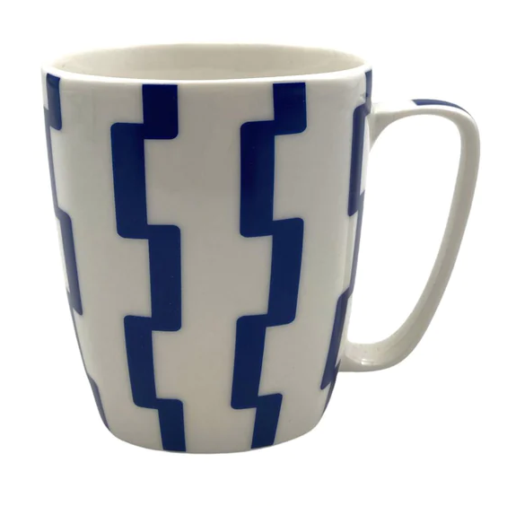 Large Squared Porcelain Mug with Bleu design